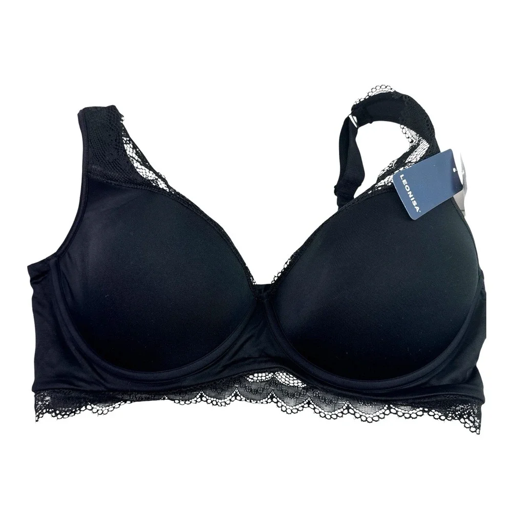 Leonisa Black Underwire Triangular Soft Lift Contour Bra Tag Size 40B